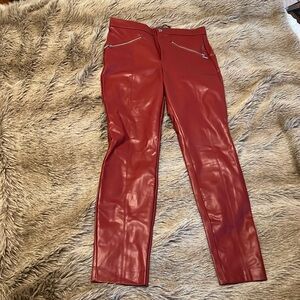 Zara wine red faux leather pants L